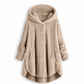 Dames winter effenkleurig asymmetrische knopen pluizige fuzzy fleece jas