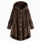 Dames winter effenkleurig asymmetrische knopen pluizige fuzzy fleece jas