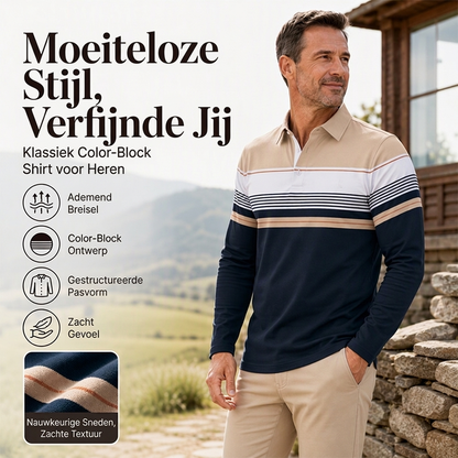 Klassiek Gestreept Shirt met Colorblock voor Heren