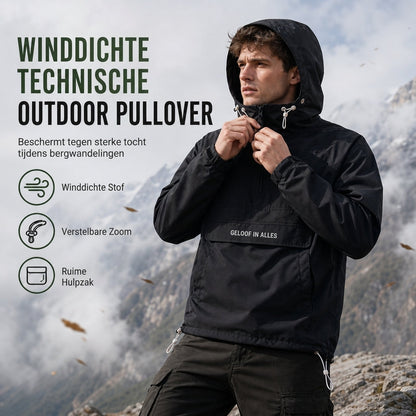 Winddicht Outdoorjack met Capuchon, Meerdere Zakken voor Wandelen