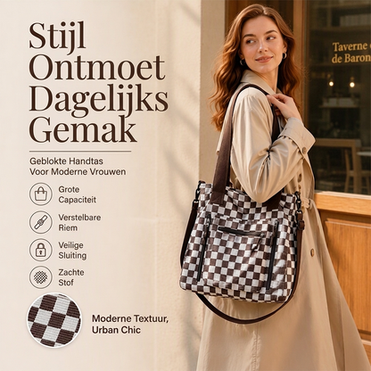 Casuele Tote Tas met Groot Formaat en Ruitenpatroon