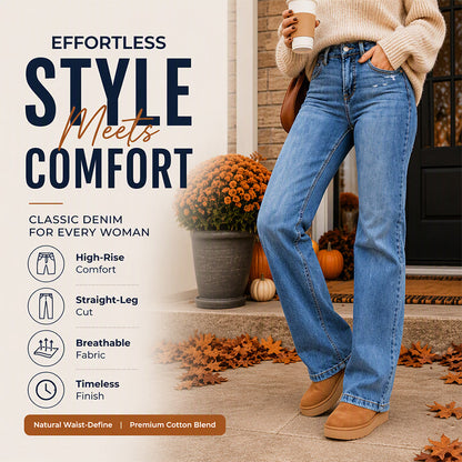 Casual, rekbare jeans met hoge taille voor dames