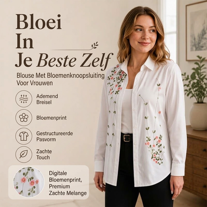 Dames Bloemenprint Lange Mouwen Blouse