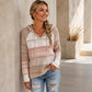 🍂 Herfst Favoriet ✨ Dames Geblokte Uitgesneden Gebreide Hoodie – Trendy Comfortabele Trui met Casual Look