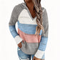 🍂 Herfst Favoriet ✨ Dames Geblokte Uitgesneden Gebreide Hoodie – Trendy Comfortabele Trui met Casual Look