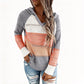 🍂 Herfst Favoriet ✨ Dames Geblokte Uitgesneden Gebreide Hoodie – Trendy Comfortabele Trui met Casual Look