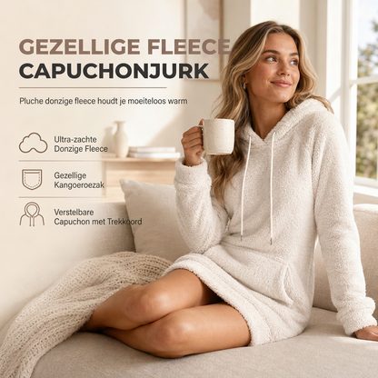 Casuele Dames Hoodiejurk van Fleecestof met Capuchon