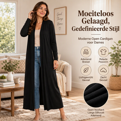 🍂 Herfst Favoriet ✨ Dames Open Front Lange Maxi Vest – Comfortabel Gebreid Lang Vest voor een Elegante Laagjeslook
