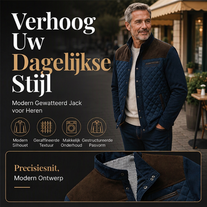 Casual gewatteerd warm jack met staande kraag voor heren