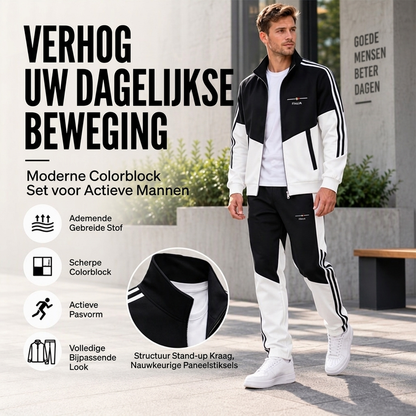 Heren Colorblock Ritsjas & Broek met Trekkoord Set
