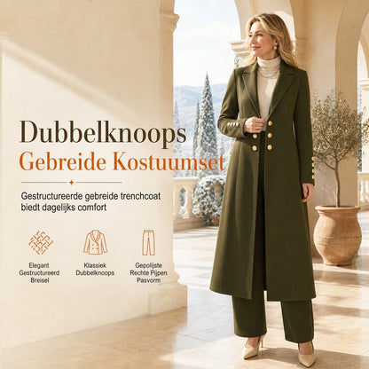 🍂 Herfst Favoriet ✨ Elegante Dames 2-Delige Outfitset met Retro Lange Mouwen Jas & Eenvoudige Broek – Chique Casual Look