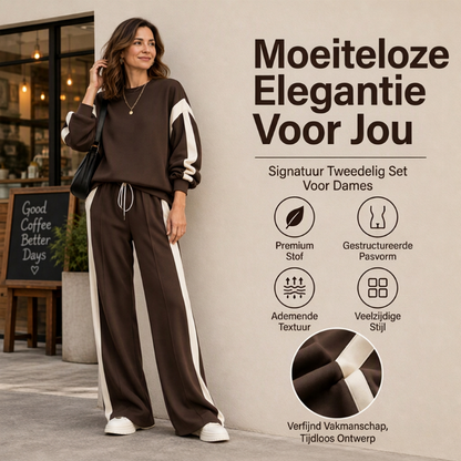 Dames set met ronde-hals sweatshirt en wijde broek
