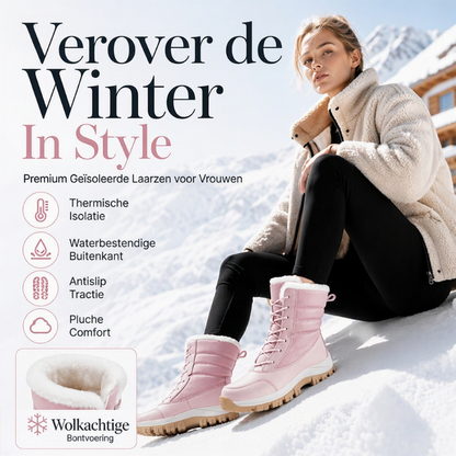 Waterdichte dames snowboots met pluche voering, halflang model