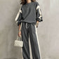 Dames set met ronde-hals sweatshirt en wijde broek