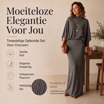 Dames set met vleermuismouwen top en lange maxi rok