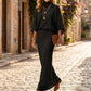 Dames set met vleermuismouwen top en lange maxi rok