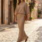 Dames set met vleermuismouwen top en lange maxi rok