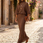 Dames set met vleermuismouwen top en lange maxi rok