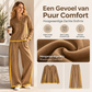 Dames Colorblock Lange Mouwen Top & Wijde Pantalon Set