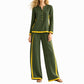 Dames Colorblock Lange Mouwen Top & Wijde Pantalon Set