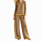 Dames Colorblock Lange Mouwen Top & Wijde Pantalon Set