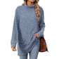 Dames T-shirt met losvallende pasvorm, mock neck en lange mouwen