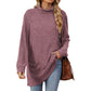 Dames T-shirt met losvallende pasvorm, mock neck en lange mouwen