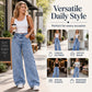 Damesjeans met wijde pijpen en parelversiering