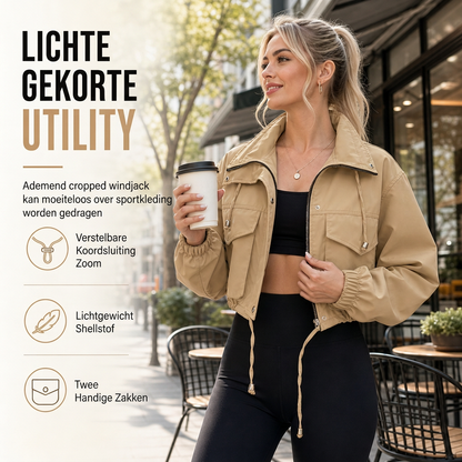 Dames effen kleurig jack met korte rits, herfstwindjas