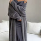 Lange fleece-cardigan voor dames van imitatiemink: zachte, oversized gebreide jas voor de herfst en winter