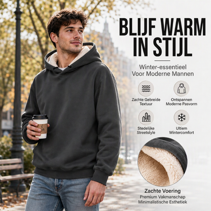 Dik sherpa-gevoerd hoodie voor heren