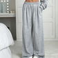 Set bestaande uit een off-shoulder-sweatshirt en een broek met wijde pijpen voor dames