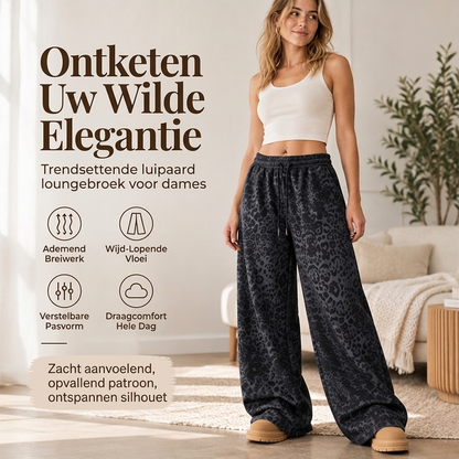 Vrouwen Casual Luipaardprint Wijde Been Joggingbroek