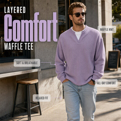 Wafel-T-shirt met gelaagde pasvorm voor extra comfort