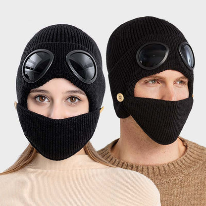 3-in-1 unisex gebreide muts met skibril