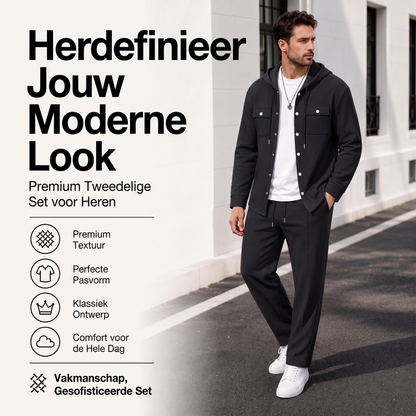 Casual wafellijne hoodie en broek set voor heren