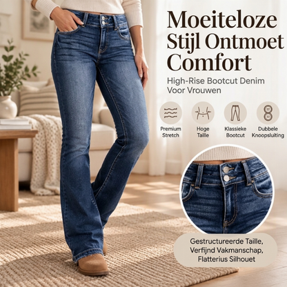 🔥Populair product! ✨Bootcut-jeans voor dames met dubbele knopen en een hoge taille