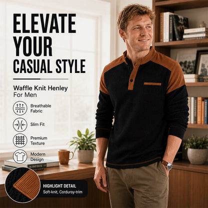 Sweat-shirt à col montant en maille gaufrée pour homme