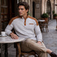 Sweat-shirt à col montant en maille gaufrée pour homme