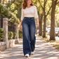 Thermische wijde jeans met hoge taille voor dames