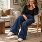 Thermische wijde jeans met hoge taille voor dames