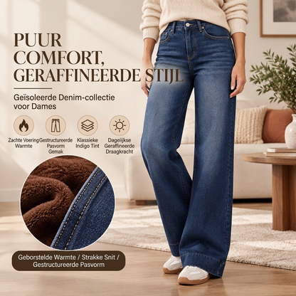 🔥Gratis verzending✈️Thermische Damesjeans met Hoge Taille & Wijde Pijpen – Warm Comfort en een Flatterende Pasvorm ✨