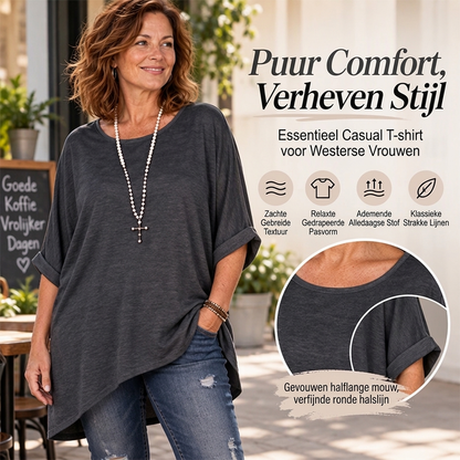 Dames losvallende batwing-mouw asymmetrische top