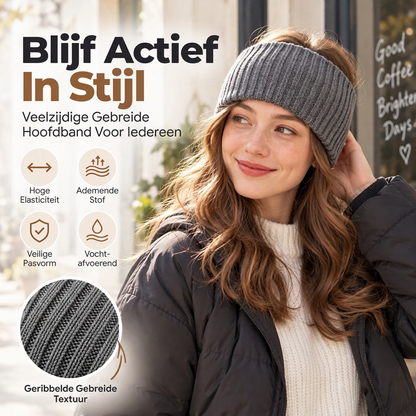 Brede geribde gebreide sport hoofdband
