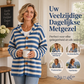 Gestreept gebreid damesvest met capuchon