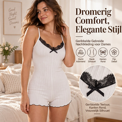 Dames Vlinderrug Kant Romper Pyjama