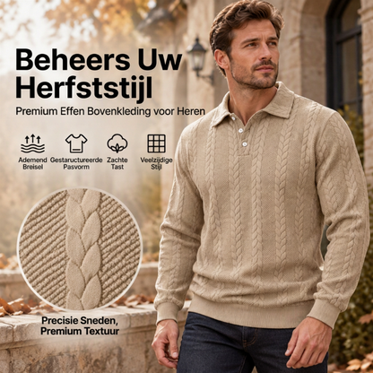 Casual top voor heren met jacquard kabeltextuur