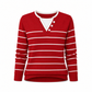 Casual Mock Two-Piece V-hals Gebreide Trui met Knopdetails