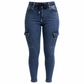 Damesjeans met hoge taille, elastische trekkoord, cargo-stijl, jeggings, skinny-model