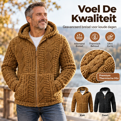 Heren Gewassen Sherpa Jas met Rits en Capuchon